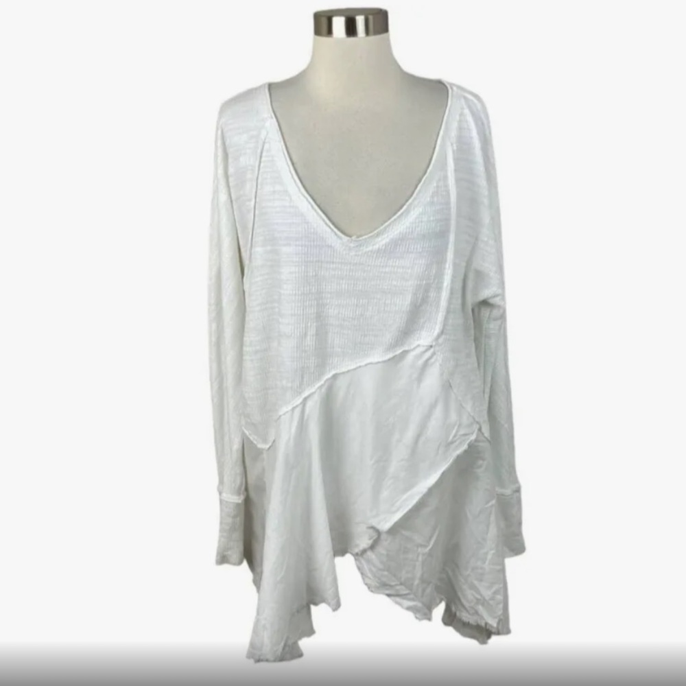 Free People We The Free White Comin In Hot Oversized Boho Mixed Media Tunic M